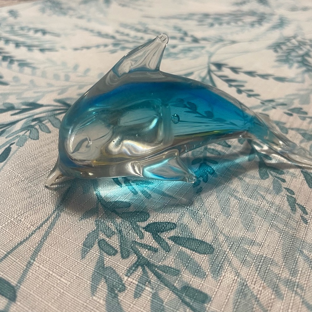 Blue Glass Dolphin Figurine